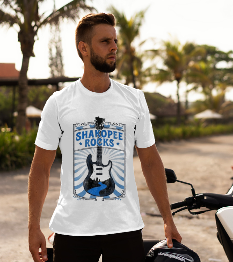 Shakopee Rocks Guitar Minnesota Rock And Roll Stripes T-Shirt