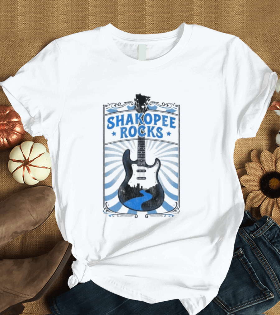 Shakopee Rocks Guitar Minnesota Rock And Roll Stripes T-Shirt