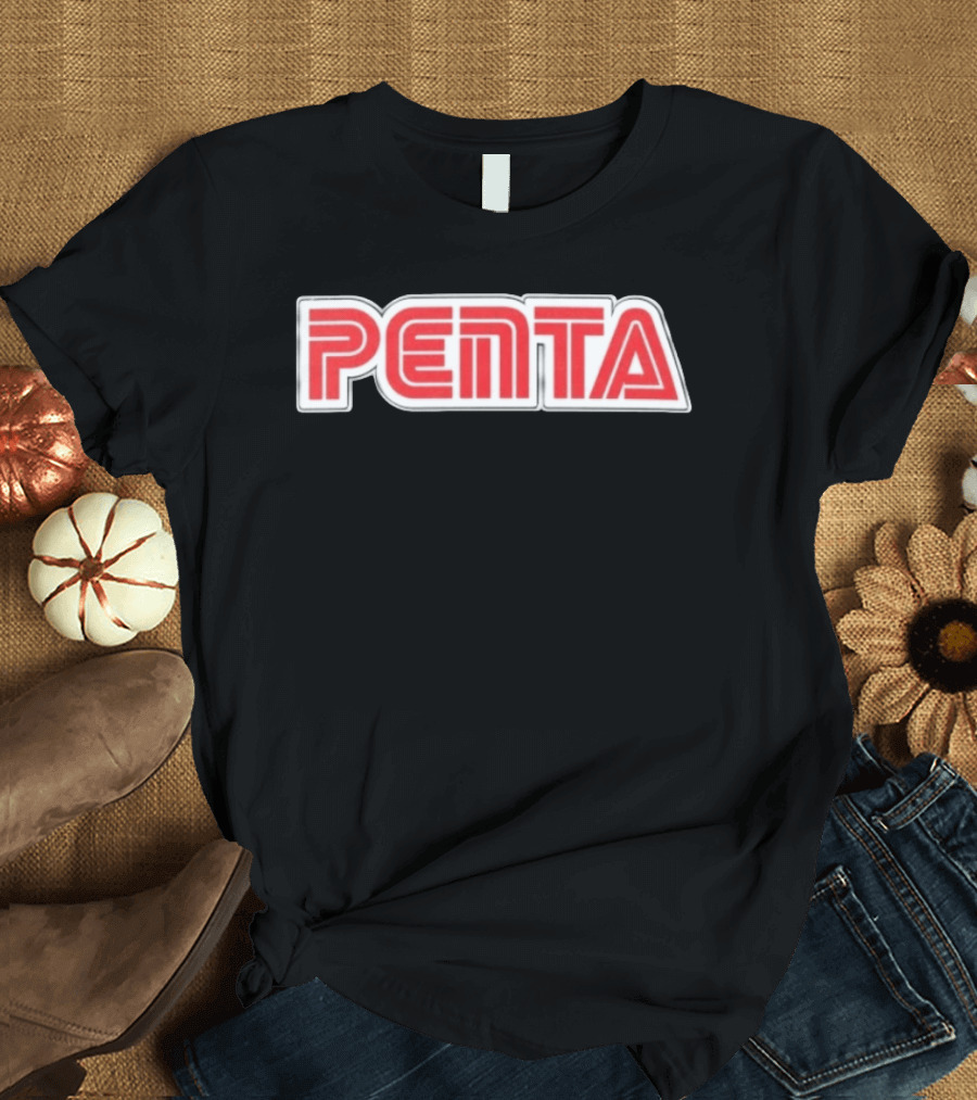 Penta Brand Retro 70s Style Bold Red Lettering T-Shirt