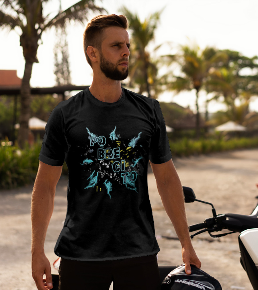 Pobrecito Cyan Yellow Pixel Splatter T-Shirt