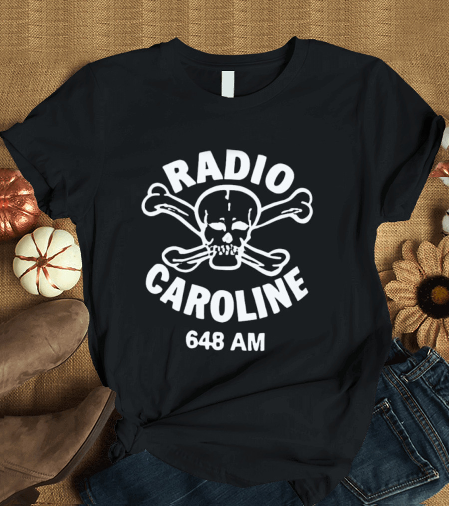 Radio Caroline 648 AM Skull And Crossbones Pirate T-Shirt