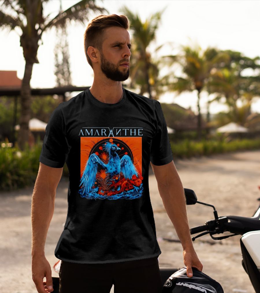 Amaranthe Phoenix Bird Metal Band Blue And Orange T-Shirt