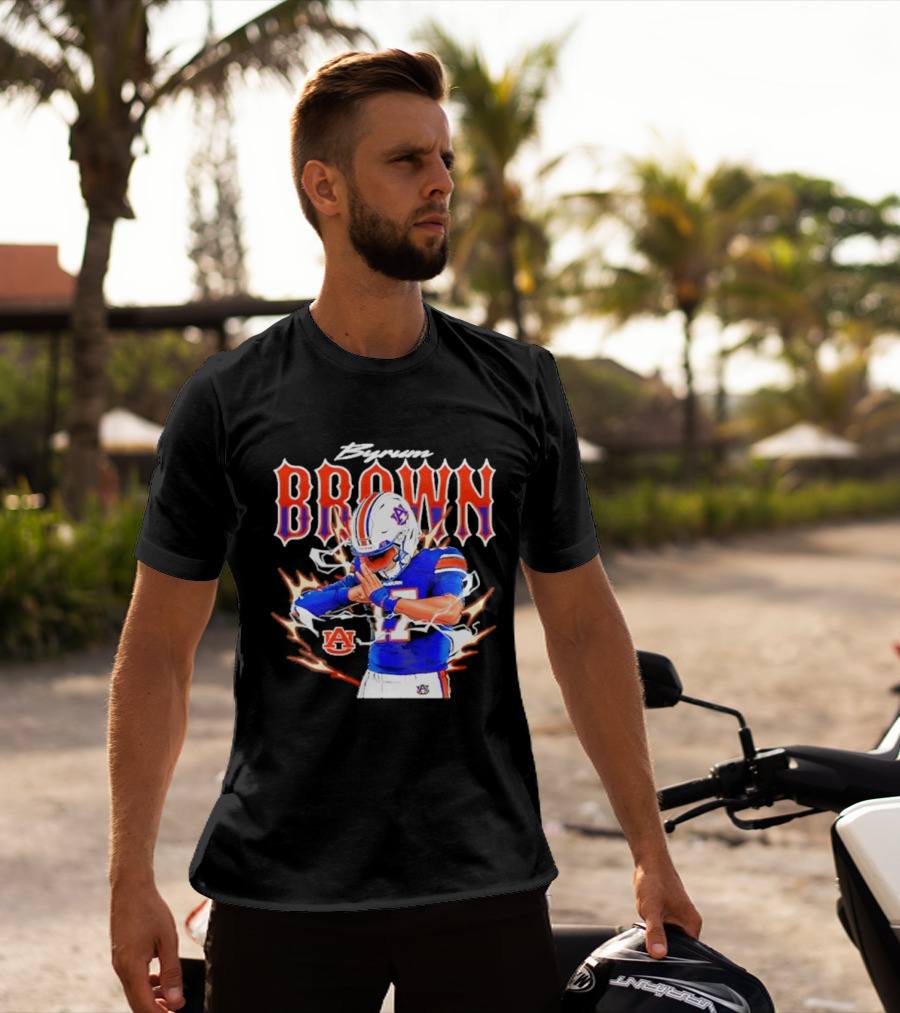 Auburn Tigers Byrum Brown Football Player Comic T-Shirt