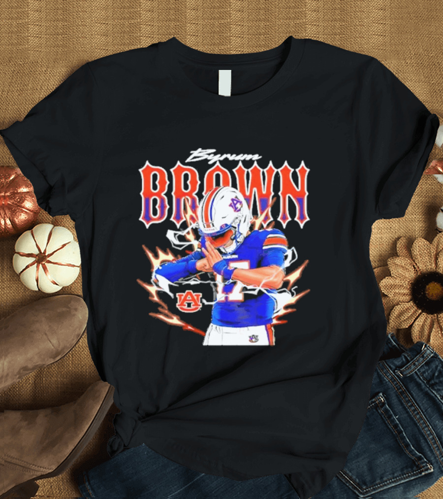 Auburn Tigers Byrum Brown Football Player Comic T-Shirt