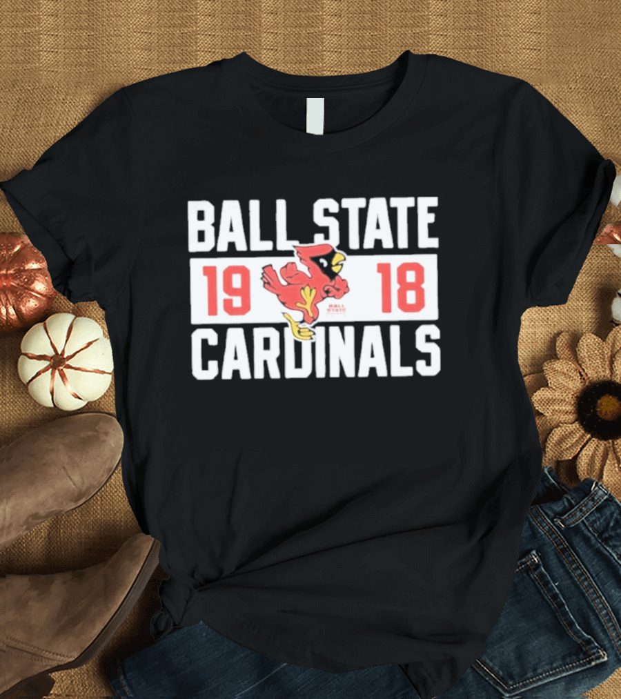 Ball State Cardinals 1918 Vintage Logo Red Cardinal Football Team T-Shirt
