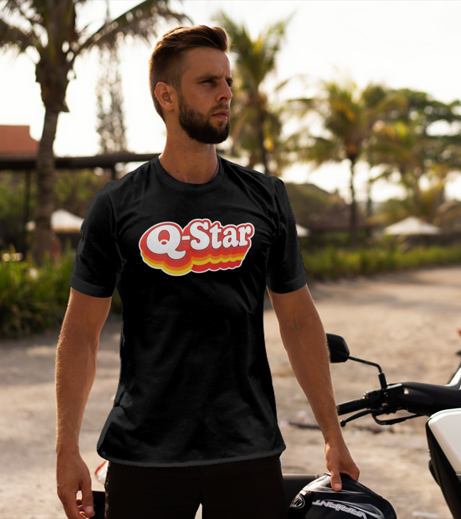 Q Star Vintage Retro Bold Font T-Shirt
