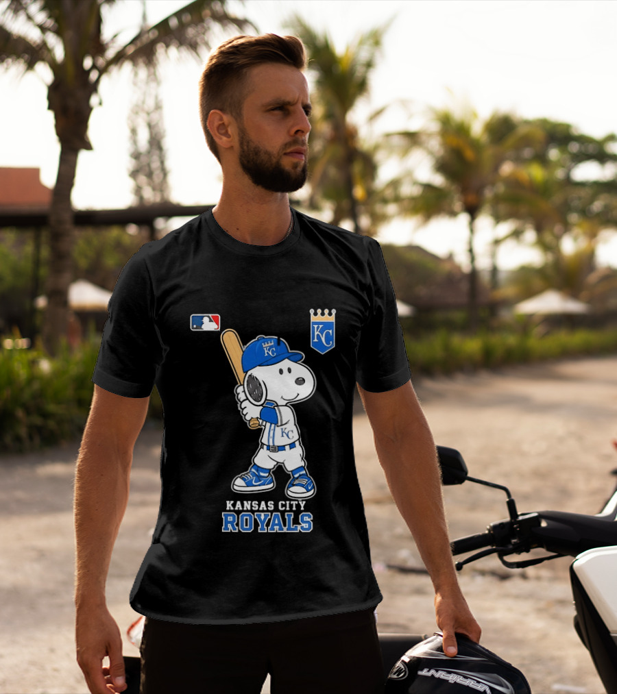 Snoopy Wearing Kansas City Royals Baseball Jersey Player MLB T-Shirt