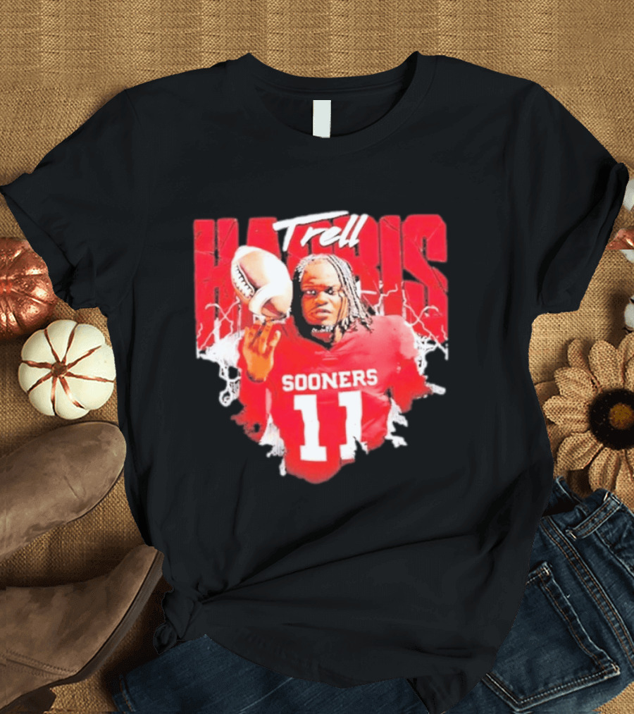 Trell Harris Oklahoma Sooners NCAA Football Player 11 Lightning T-Shirt