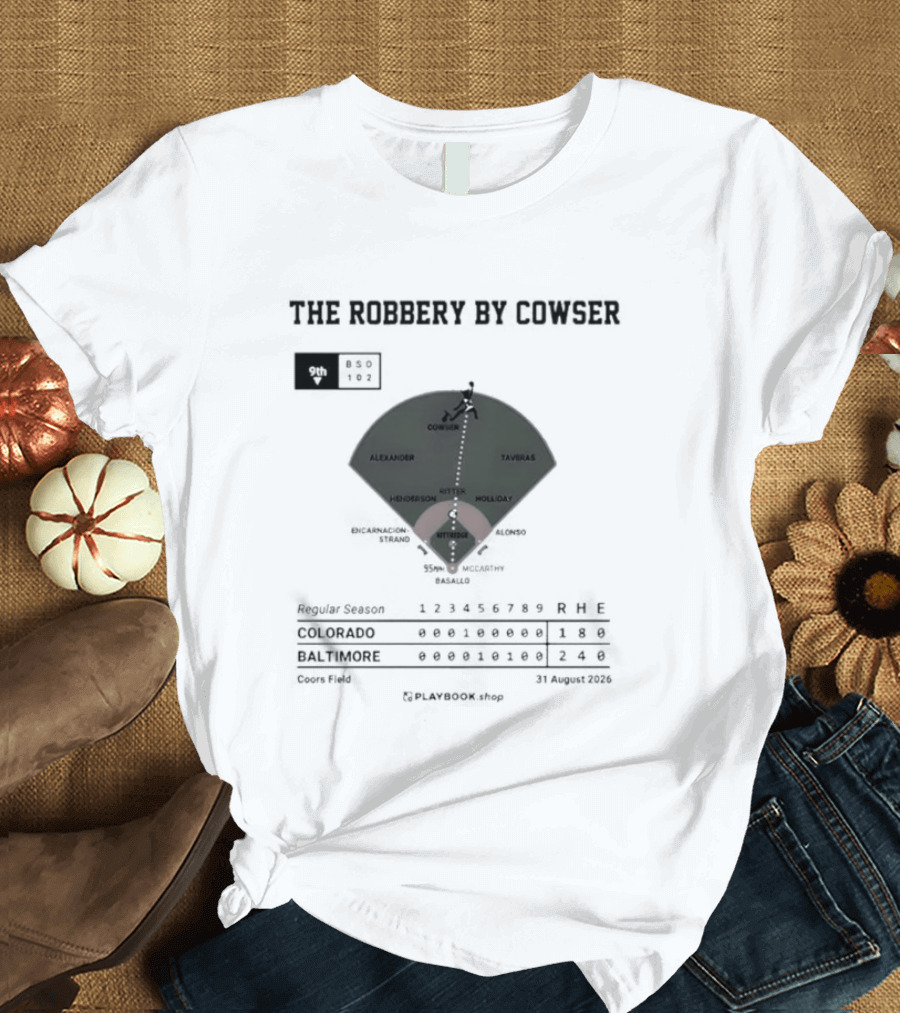 Colton Cowser The Robbery By Cowser Baltimore Baseball Stadium Layout T-Shirt