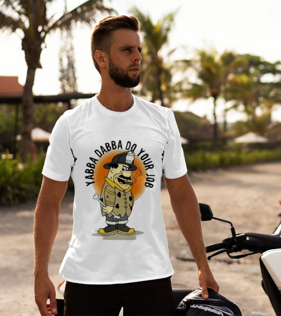 Flintstones Firefighter Yabba Dabba Do Your Job Smoking Cartoon T-Shirt