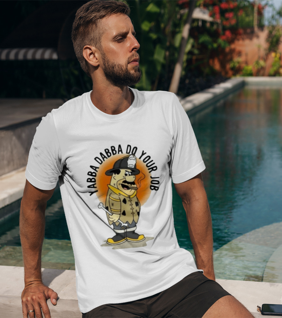 Flintstones Firefighter Yabba Dabba Do Your Job Smoking Cartoon T-Shirt