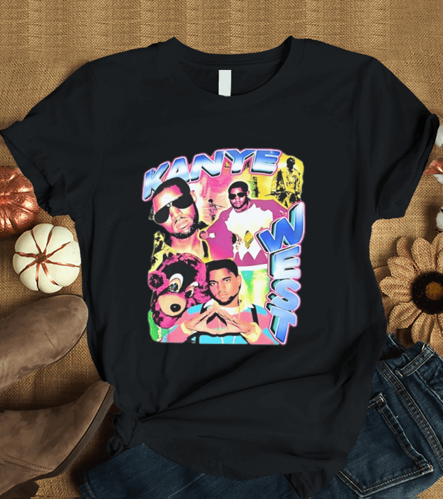 Kanye West Vintage Yeezy Bear Collage Hip Hop Rap Legend T-Shirt