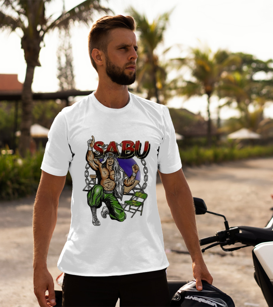 Sabu ECW Wrestling Terry Brunk Character Illustration With Chairs And Chains T-Shirt