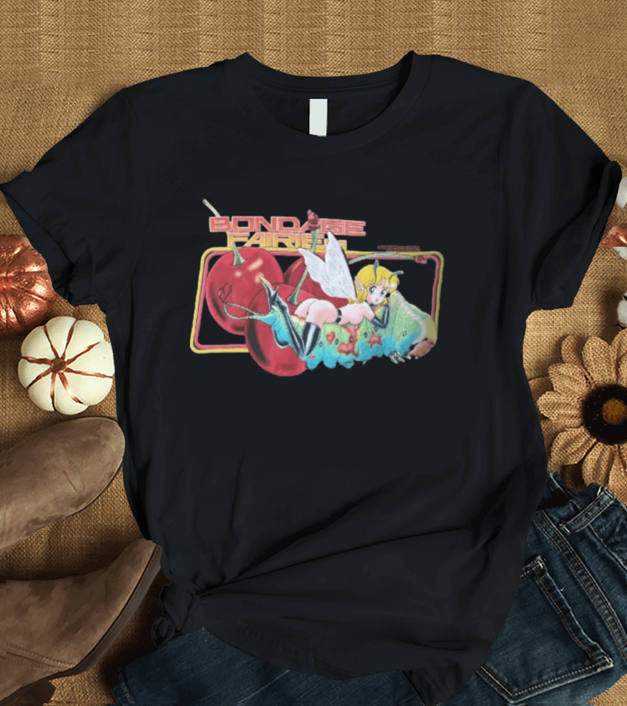 Bondage Fairies Anime Fairy On Caterpillar With Cherries T-Shirt