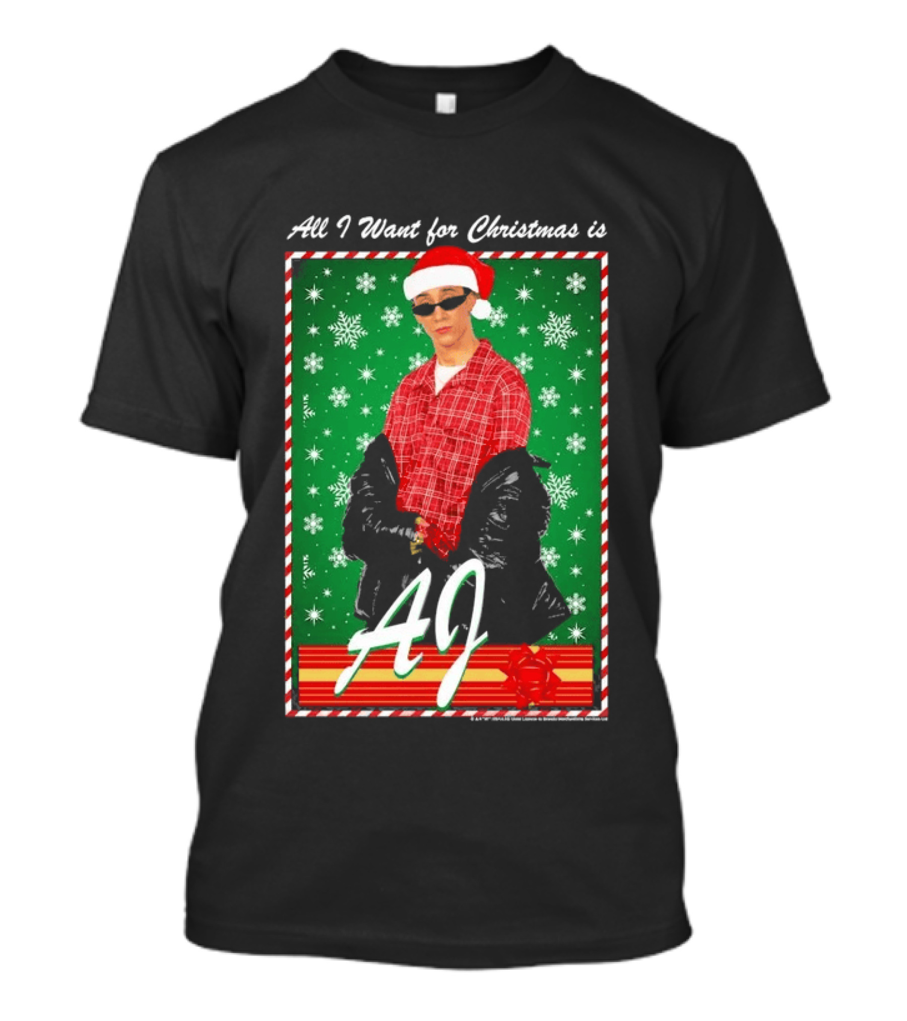 Backstreet Boys AJ All I Want For Christmas Santa Hat Snowflakes Junior T-Shirt