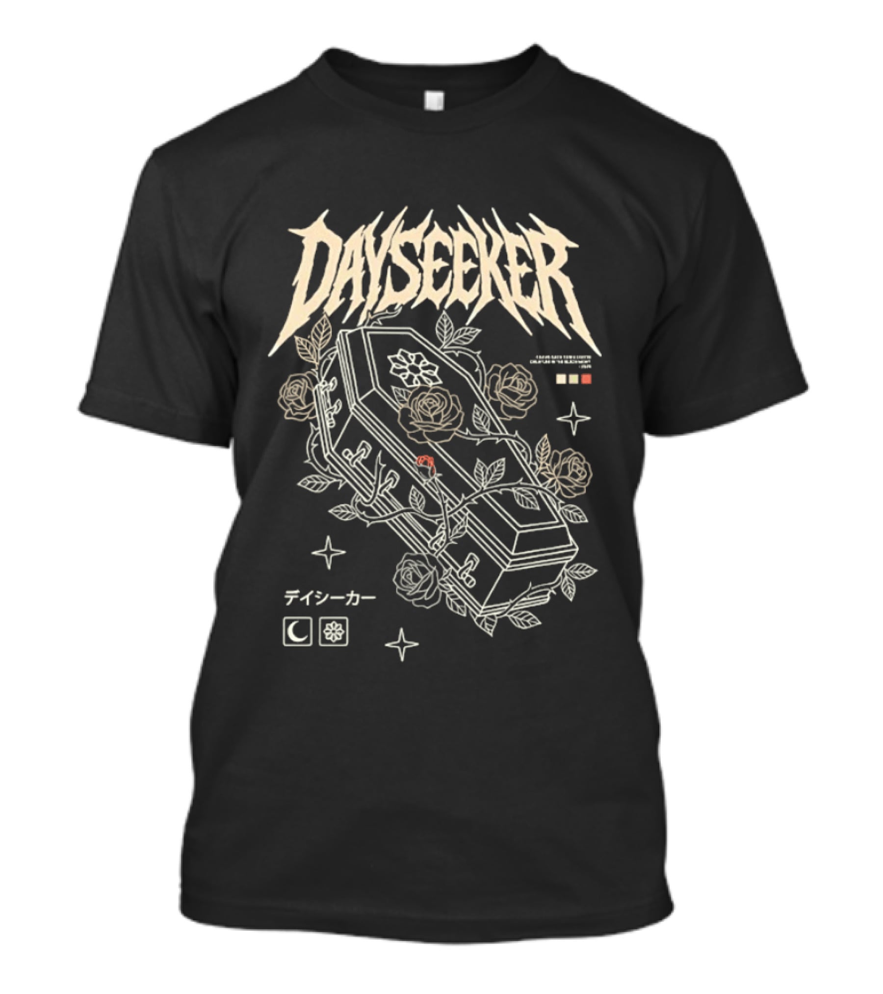 Dayseeker Coffin And Roses Metalcore Japanese Text Moon Star T-Shirt