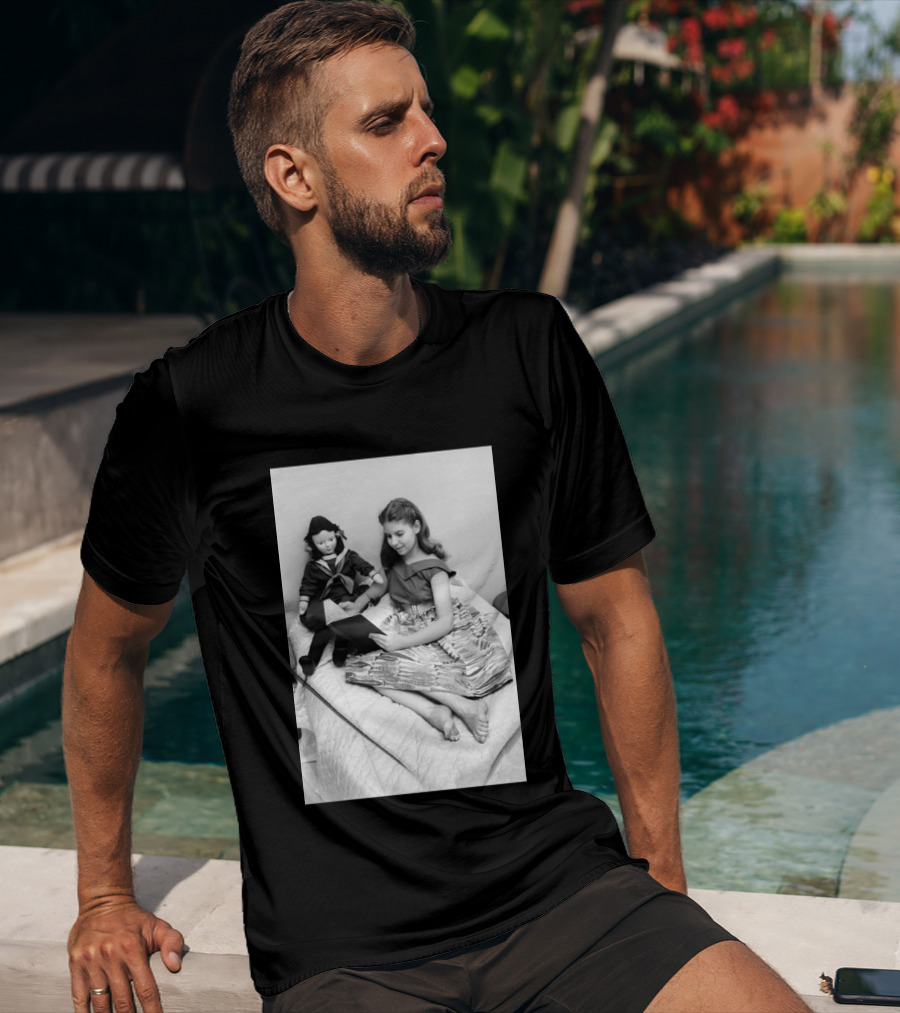 Robin Morgan Young Girl Reading With Doll Vintage Photograph T-Shirt