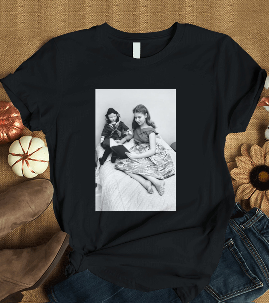 Robin Morgan Young Girl Reading With Doll Vintage Photograph T-Shirt