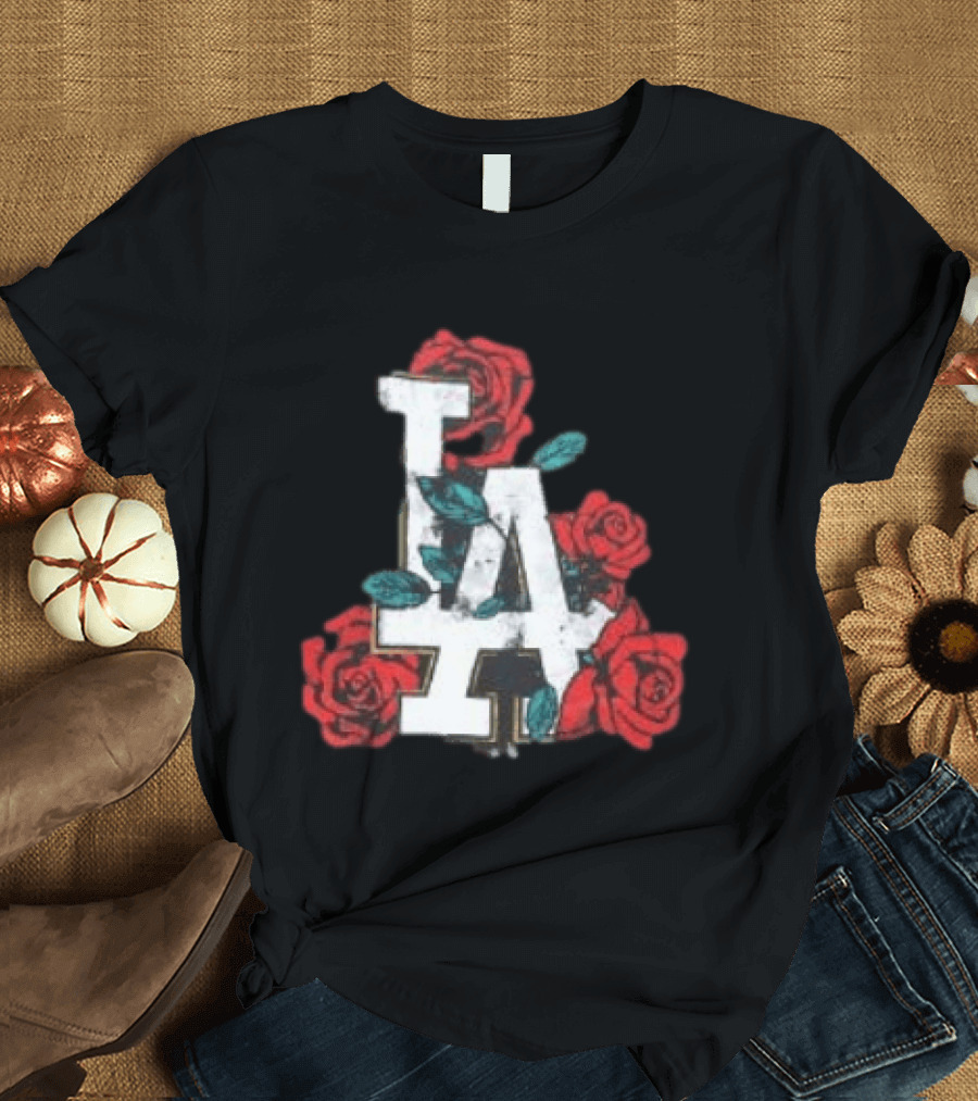 Los Angeles Dodgers LA Roses MLB Team Fan T-Shirt