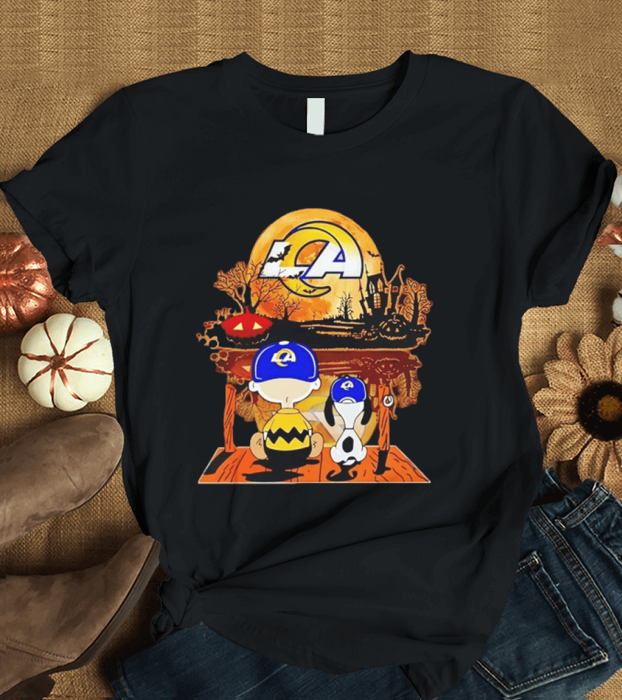 Los Angeles Rams Halloween With Charlie Brown And Snoopy T-Shirt