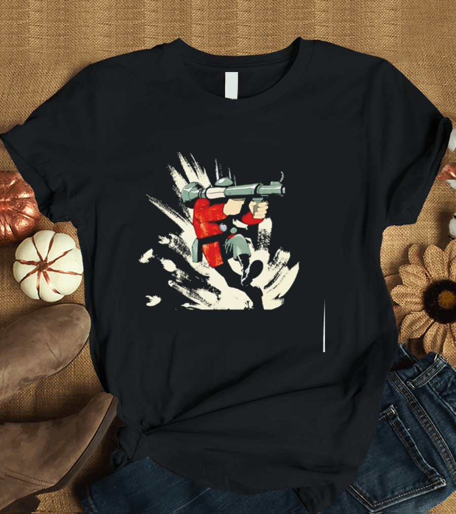 Team Fortress 2 Soldier Rocket Launcher Action Pose Explosive Blast T-Shirt