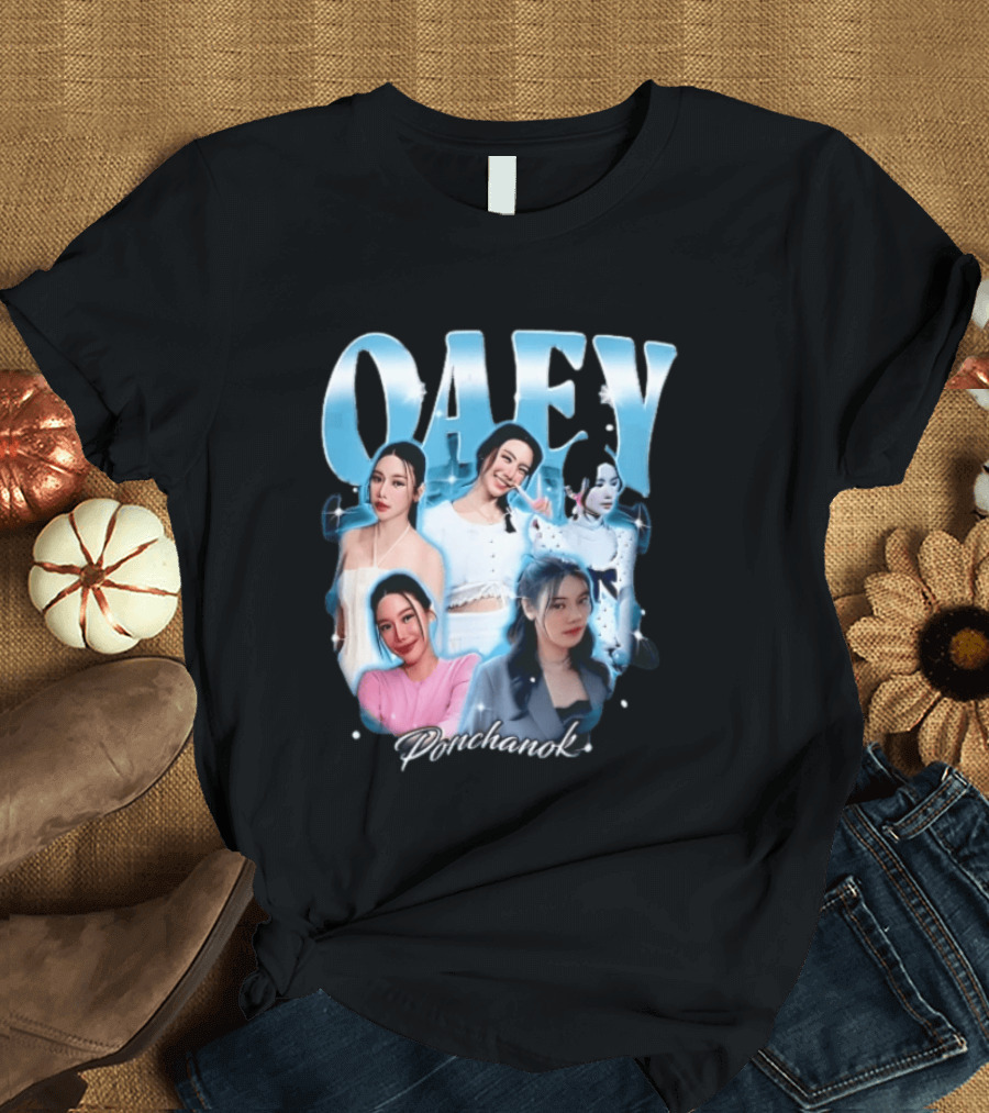Oaey Ponchanok Woman Collage Blue Aura Sparkles Bootleg T-Shirt