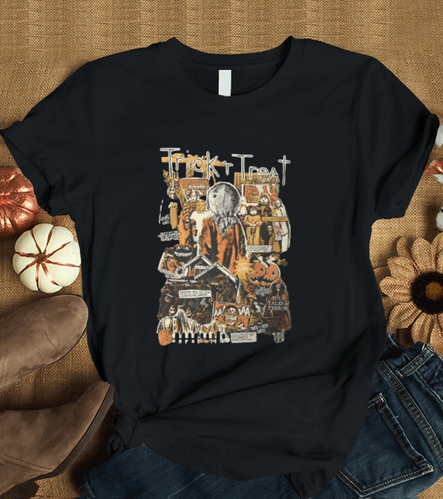 Trick R Treat Sam Halloween Four Tales Of Terror Horror Comic Collage T-Shirt