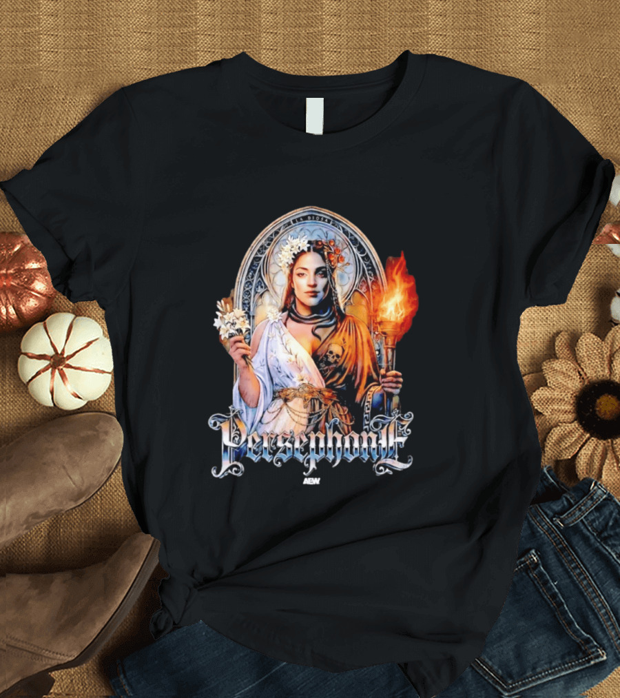 La Diosa Persephone Mythology AEW Wrestling Flame And Flowers T-Shirt