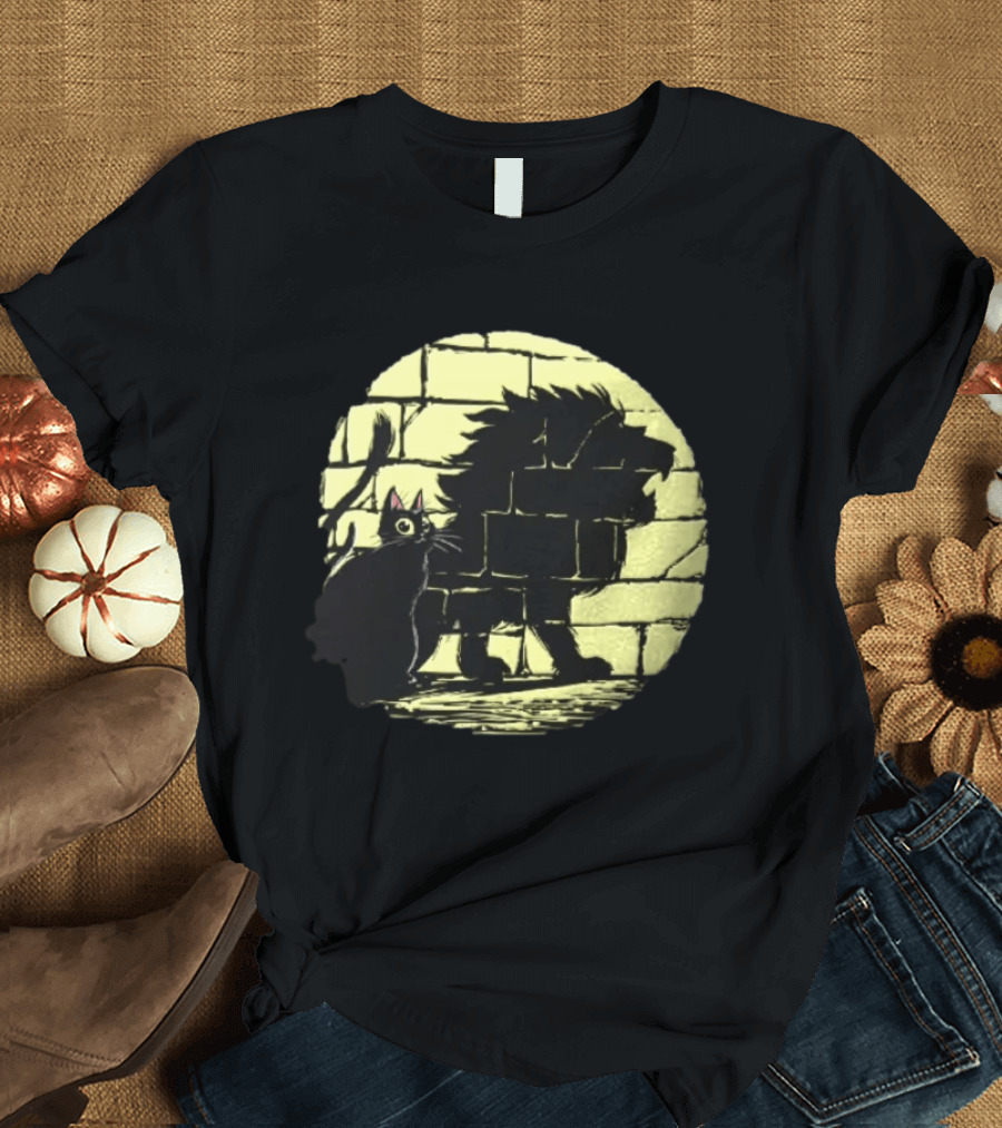 Lion Shadow Black Cat Courageous Kitten Moon T-Shirt