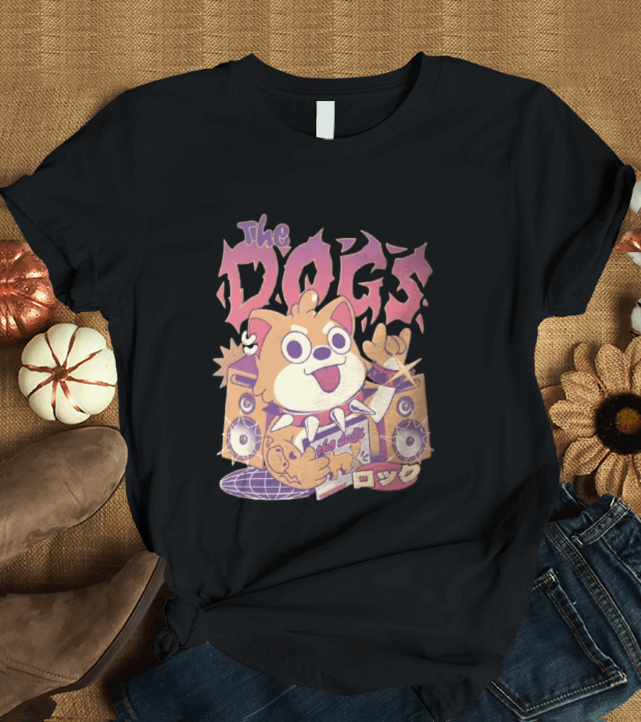 The Dogs Rock Shiba Inu Puppy Punk Rock Music Band With Speakers T-Shirt