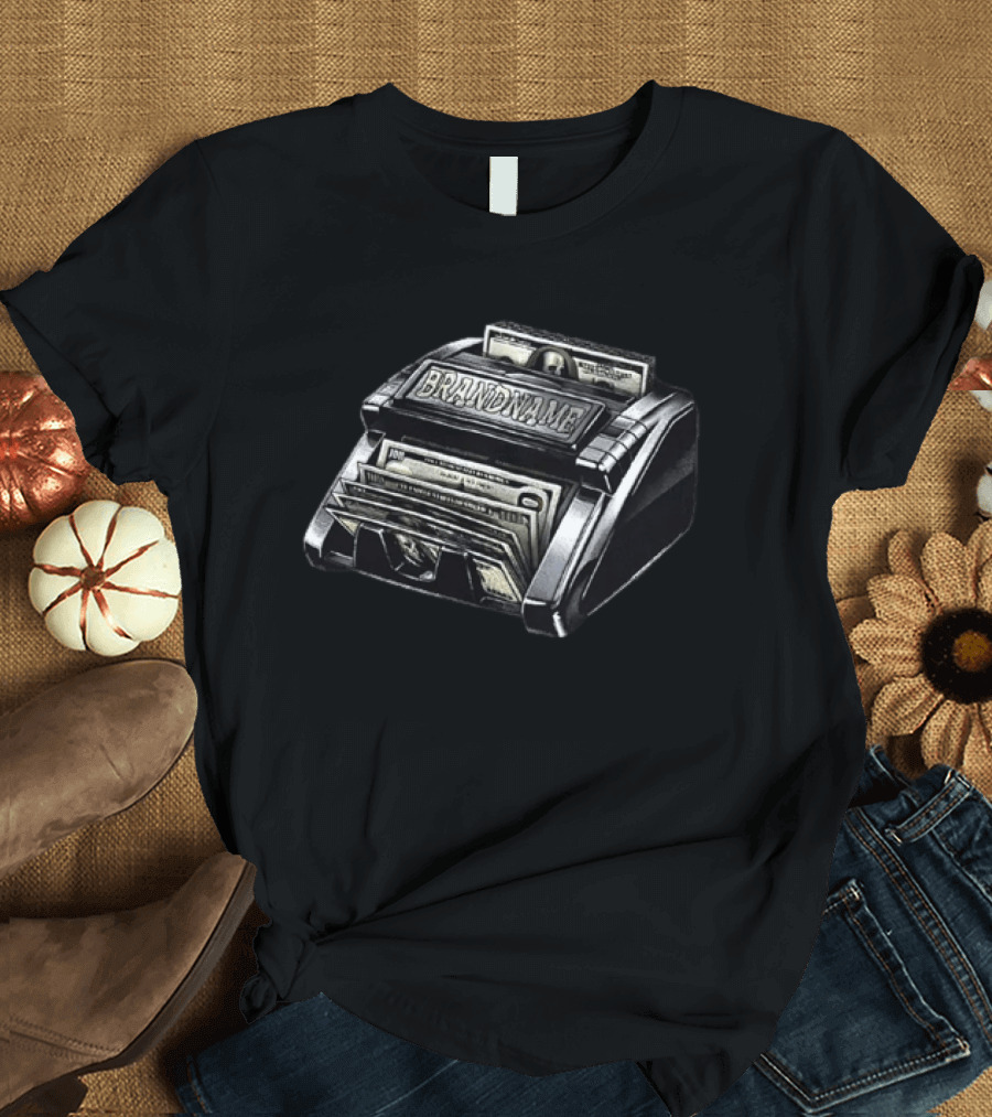 BRANDNAME Money Counter Hundred Dollar Bill Cash Stack Wealth Success T-Shirt