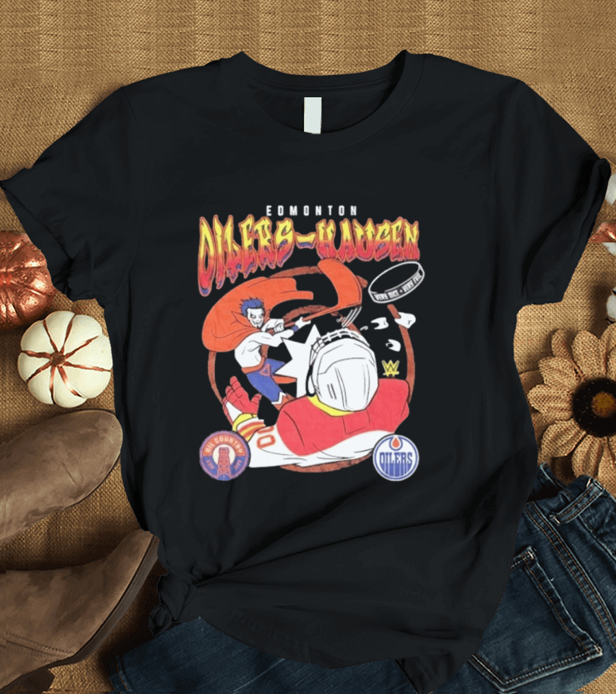 Edmonton Oilers Hausen Very Nice Very Evil WWE Summer Tour T-Shirt
