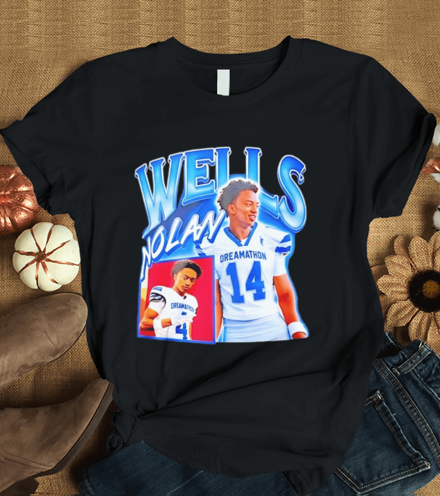 Nolan Wells Dreamathon 14 Blue Football Athletic T-Shirt