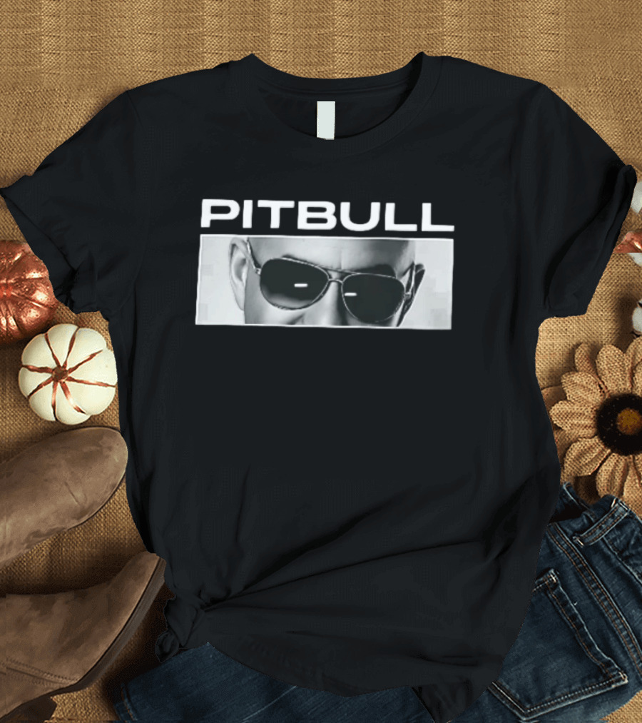 Pitbull Monochrome Aviator Sunglasses Close Up T-Shirt