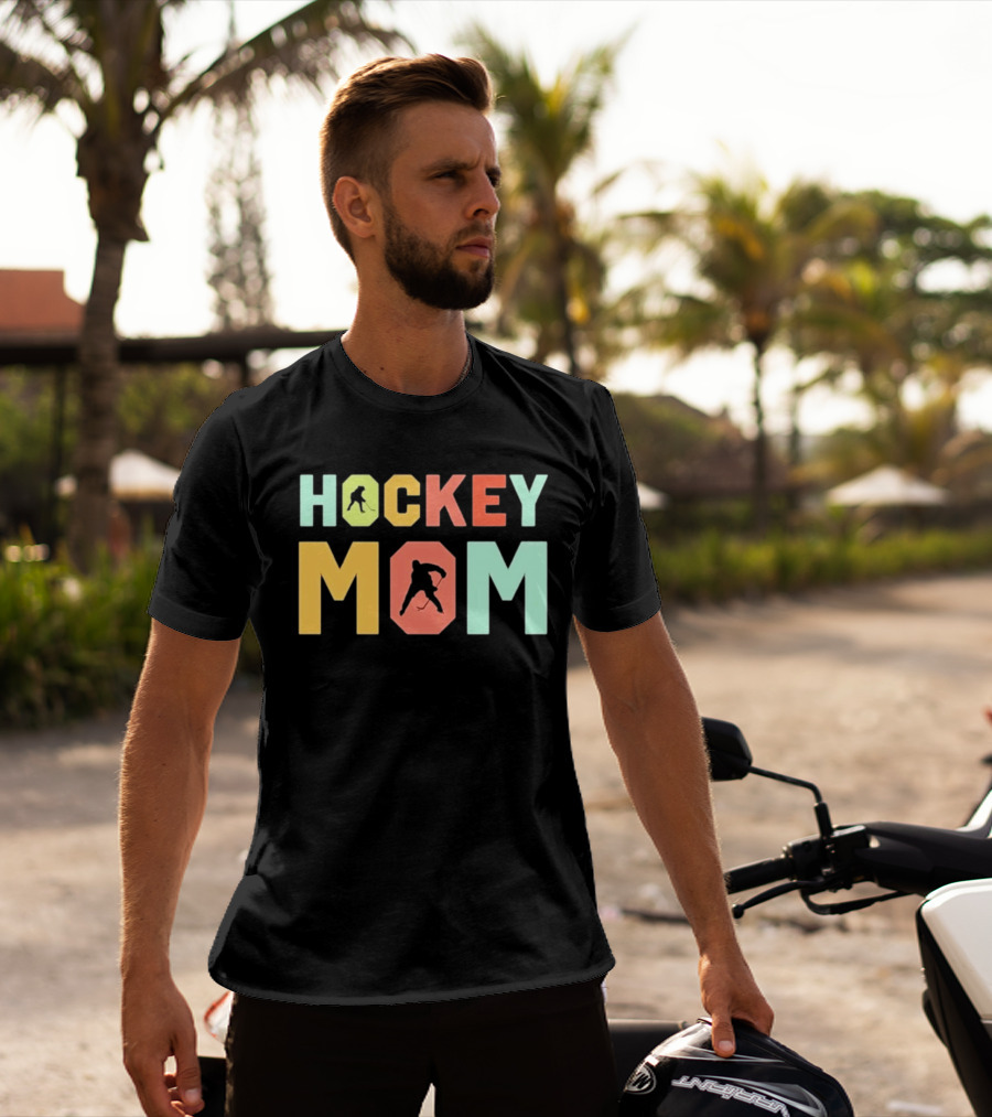 Hockey Mom Mother's Day Skating Silhouette Multicolor T-Shirt