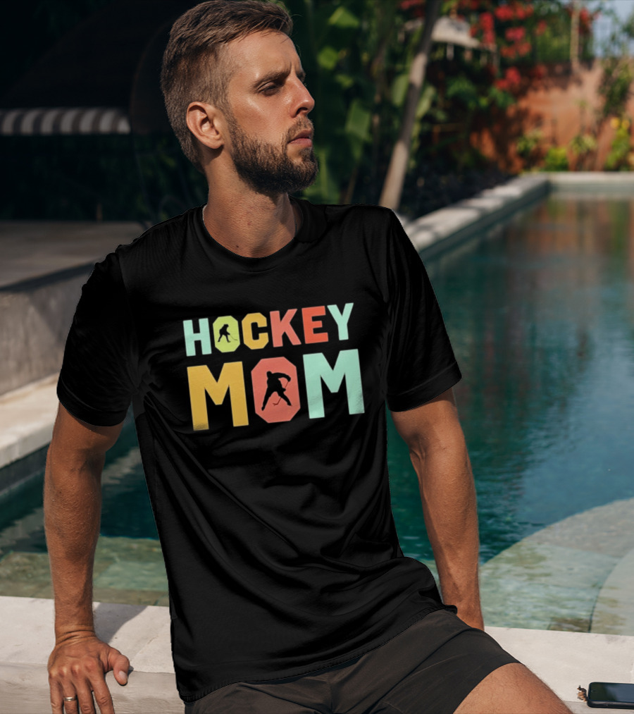 Hockey Mom Mother's Day Skating Silhouette Multicolor T-Shirt
