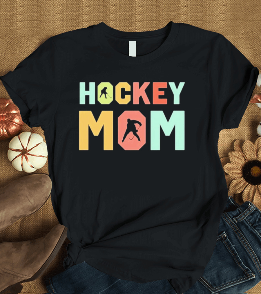 Hockey Mom Mother's Day Skating Silhouette Multicolor T-Shirt