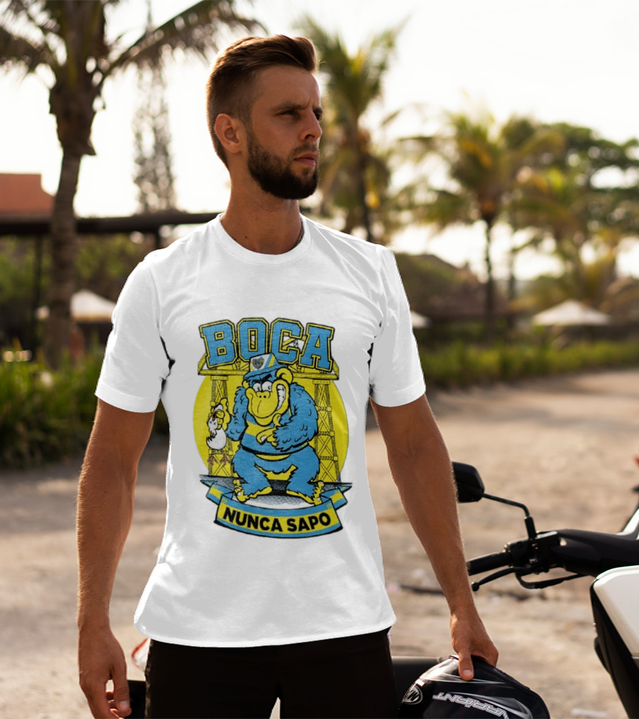 Boca Juniors Gorilla Wearing Cap Holding Chicken Boca Nunca Sapo T-Shirt
