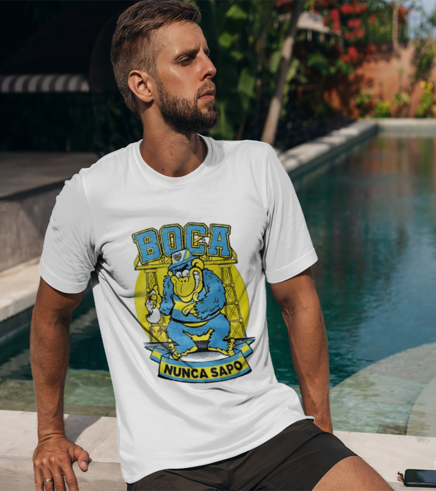 Boca Juniors Gorilla Wearing Cap Holding Chicken Boca Nunca Sapo T-Shirt