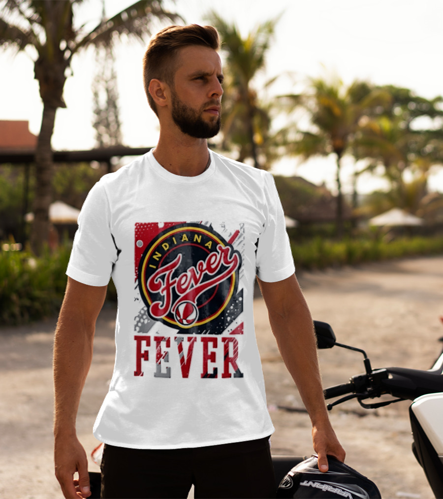 Indiana Fever WNBA Distressed Paint Splatter Basketball Logo Fever T-Shirt