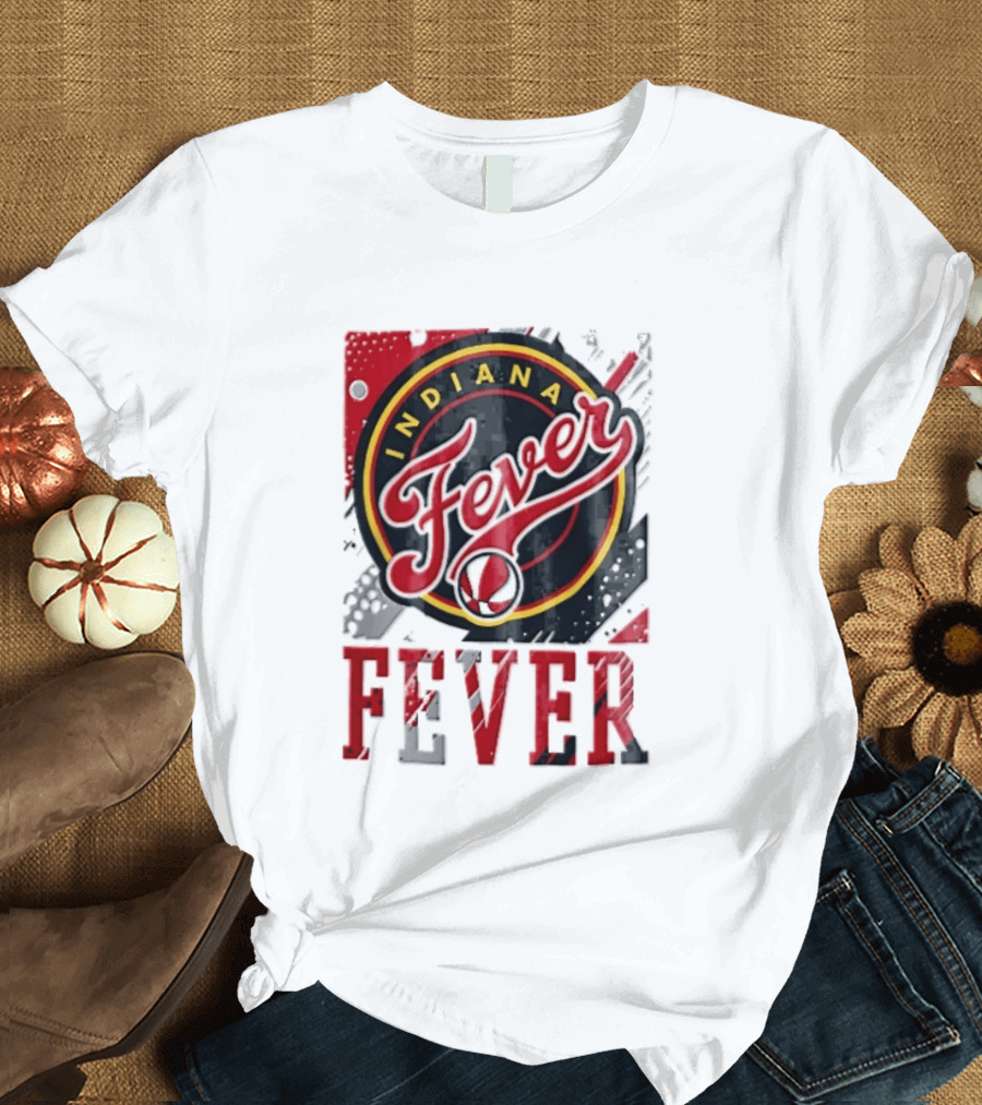 Indiana Fever WNBA Distressed Paint Splatter Basketball Logo Fever T-Shirt