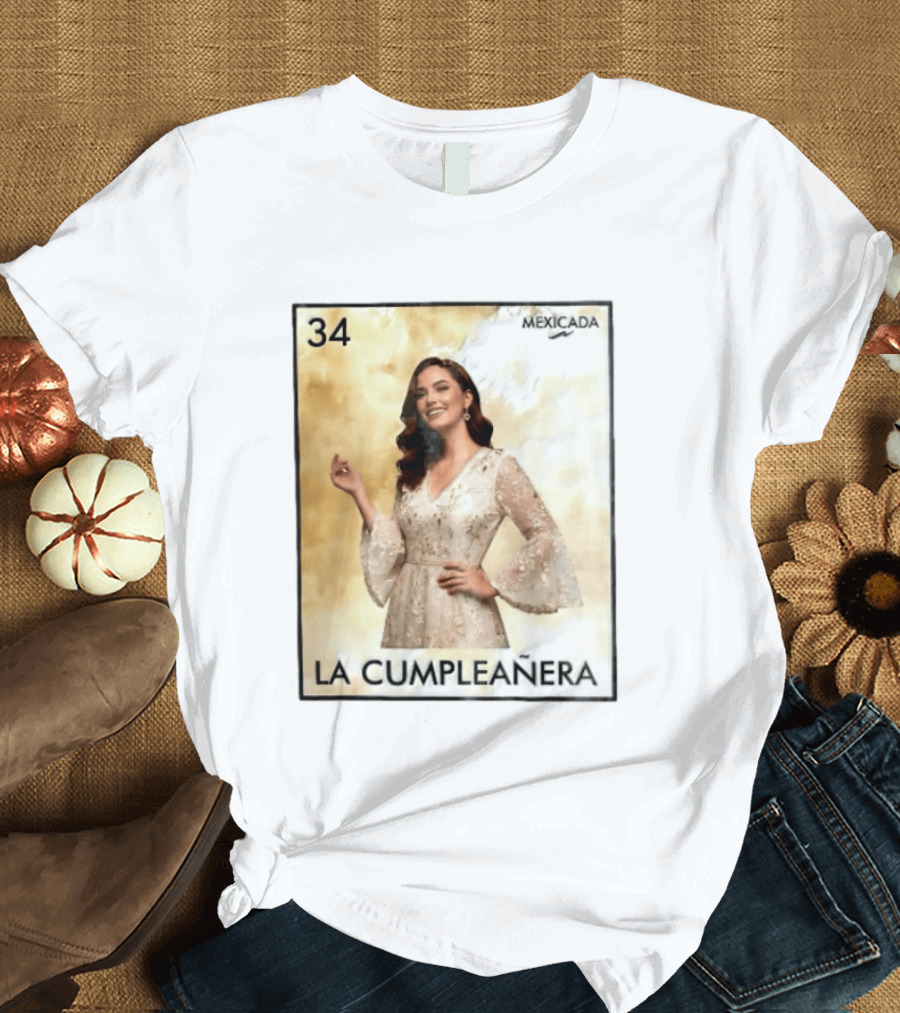 Mexicada 34 La Cumpleañera Loteria Card Woman White Dress T-Shirt