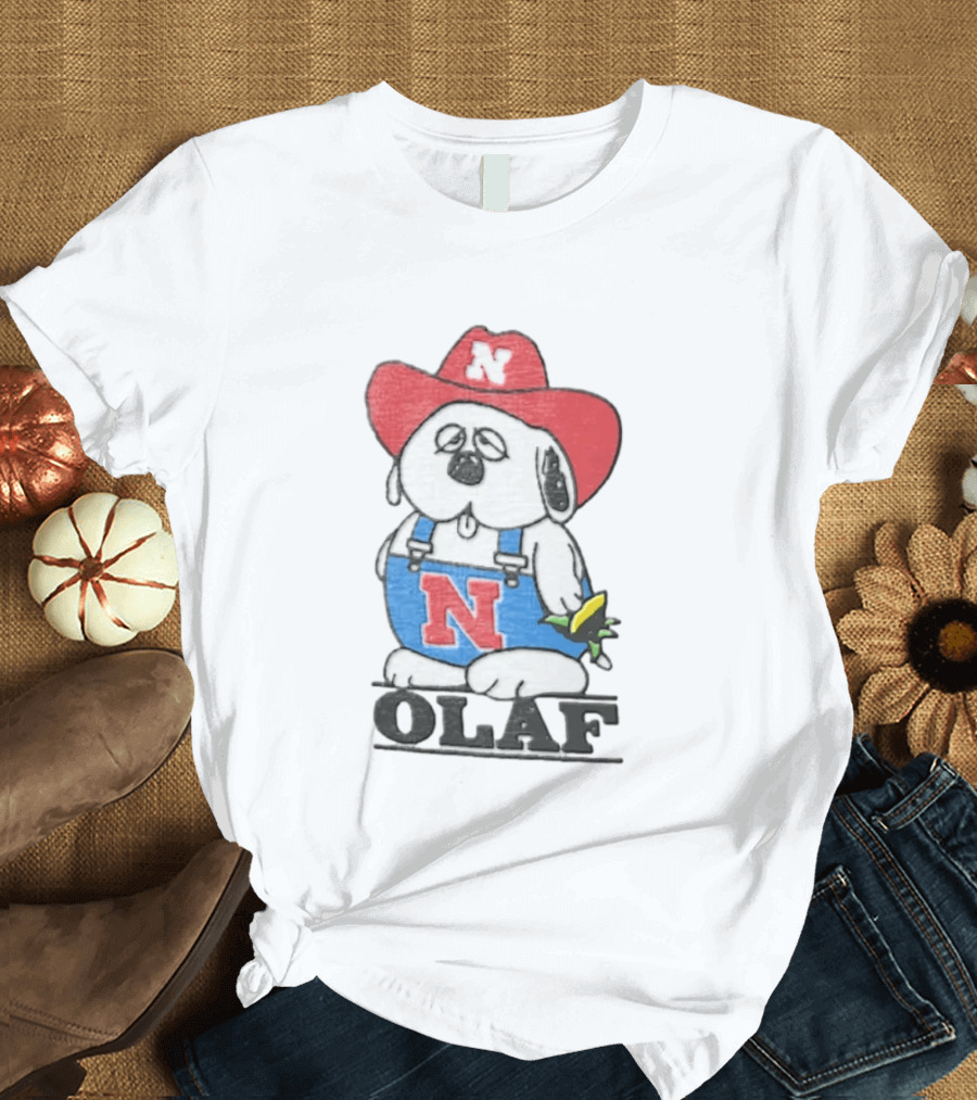 Olaf Nebraska Cornhuskers N Logo Cowboy Hat Cartoon T-Shirt