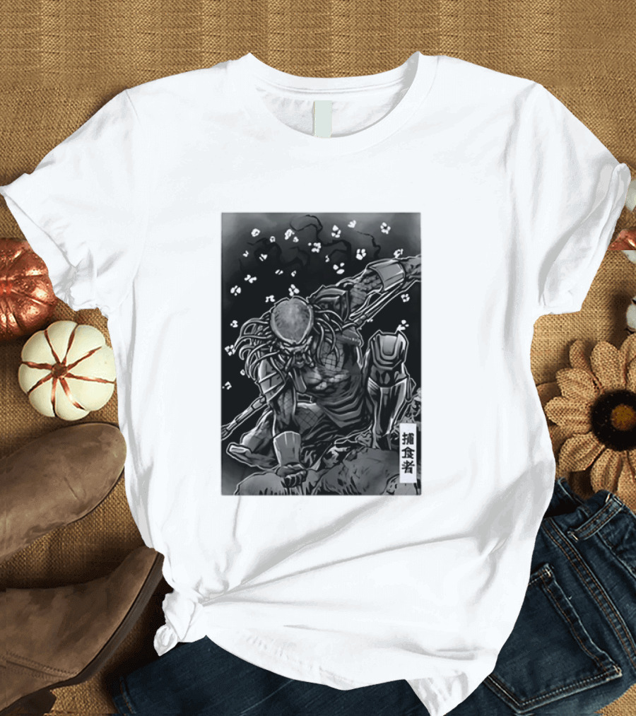 Predator Japanese Kanji Ink Sci Fi Alien Manga T-Shirt