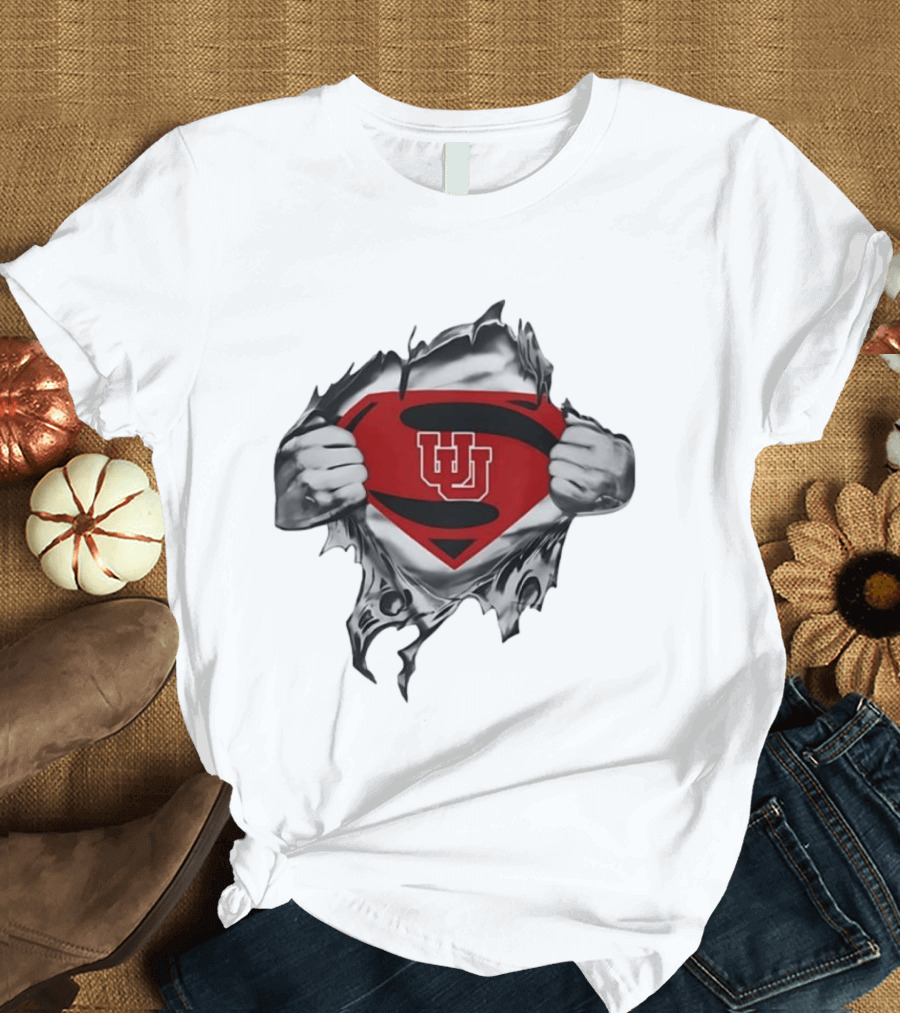 Utah Utes Superman Emblem College Football Fan Gear T-Shirt