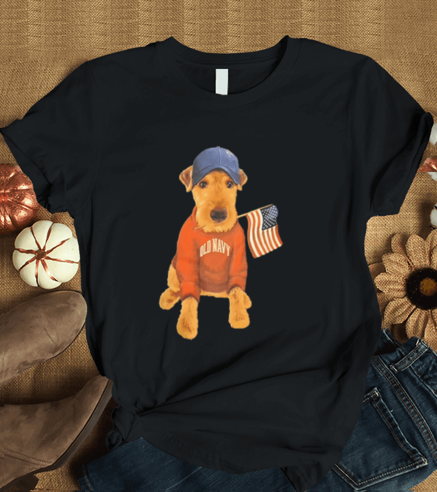 Old Navy Terrier Dog Baseball Cap American Flag T-Shirt