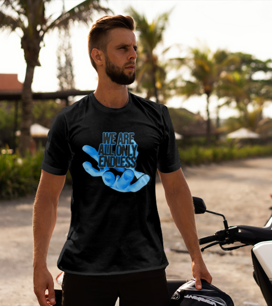 We Are All Only Endless Blue Glowing Open Hand Halftone T-Shirt