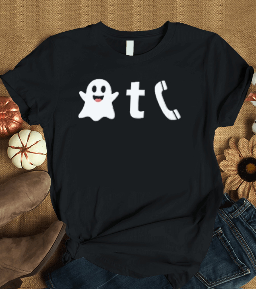 Ghost Emoji Phone Handset Icon White T-Shirt