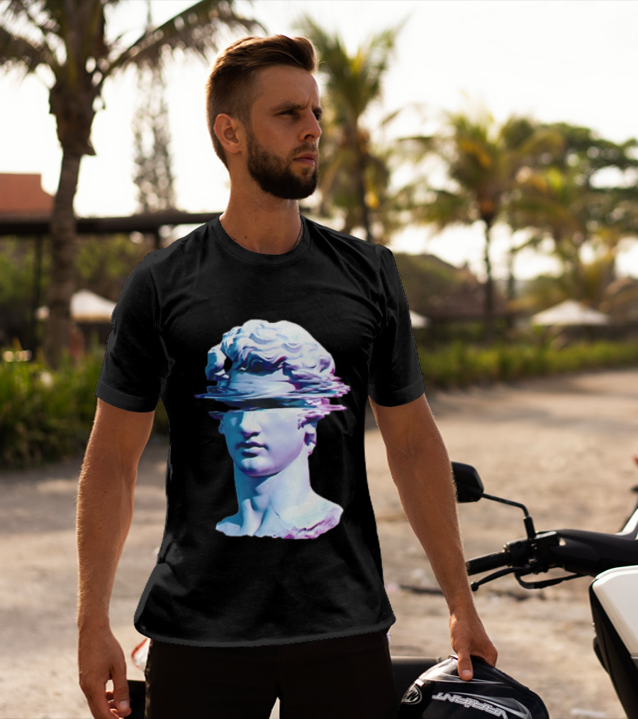 You Are Not Forgotten Classical Statue Bust Glitch Wave Distortion David Vaporwave Aesthetic T-Shirt