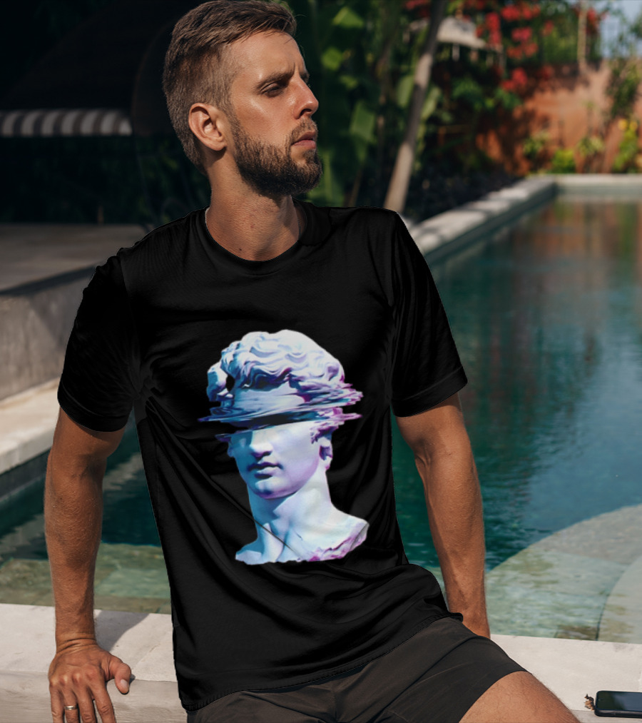 You Are Not Forgotten Classical Statue Bust Glitch Wave Distortion David Vaporwave Aesthetic T-Shirt